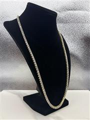 10K PLATED STERLING SILVER TENNIS CHAIN W/ LAB GROWN DIAMONDS 44.9G